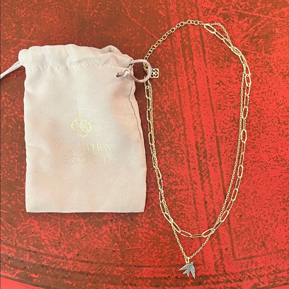 Kendra Scott Melody 2-strand Necklace w/ blue bird Pendant and KS gift bag